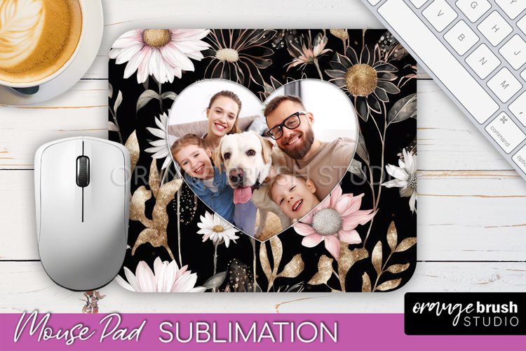 Photo Mouse Pad Sublimation, Floral Mouse Pad Picture Frame example image 1