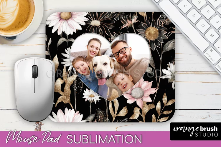 Photo Mouse Pad Sublimation, Floral Mouse Pad Picture Frame