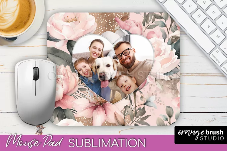 Photo Mouse Pad Sublimation, Floral Mouse Pad Picture Frame