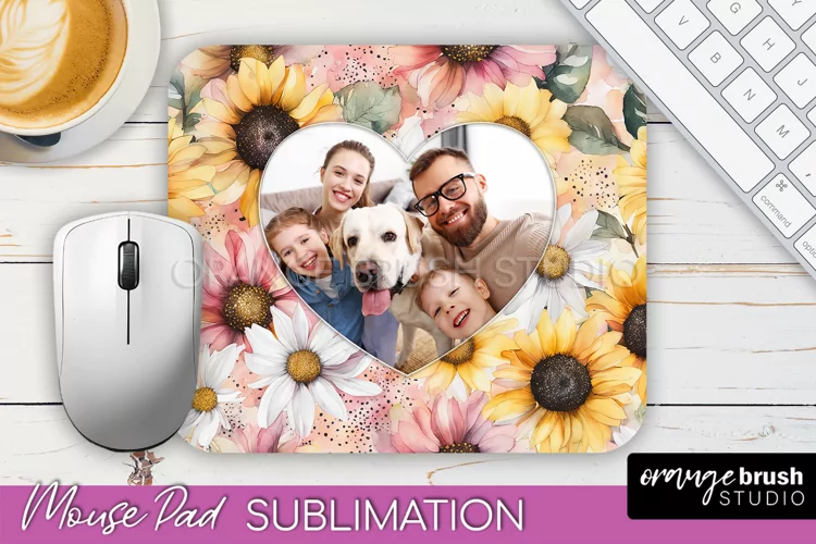 Photo Mouse Pad Sublimation, Floral Mouse Pad Picture Frame