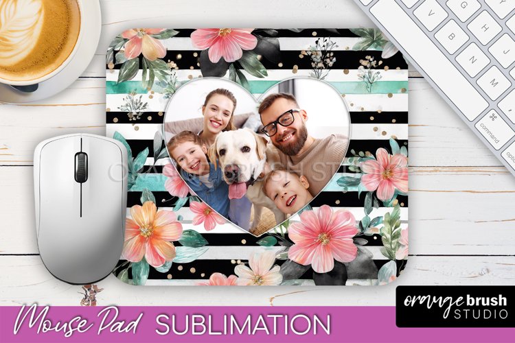 Photo Mouse Pad Sublimation, Floral Mouse Pad Picture Frame example image 1