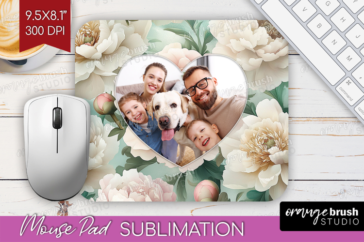 Floral Photo Mouse Pad PNG - Peony Flower Picture Frame Pad