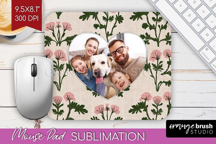 Flowers Photo Mouse Pad PNG - Vintage Floral Picture Frame