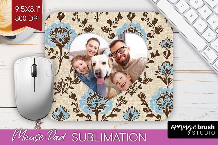 Flowers Photo Mouse Pad PNG - Vintage Floral Picture Frame
