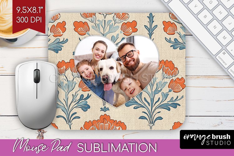 Flowers Photo Mouse Pad PNG - Vintage Floral Picture Frame