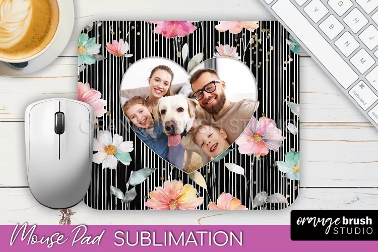 Photo Mouse Pad Sublimation, Floral Mouse Pad Picture Frame