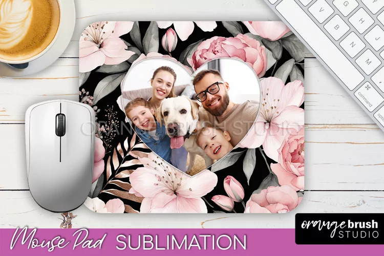 Photo Mouse Pad Sublimation, Floral Mouse Pad Picture Frame