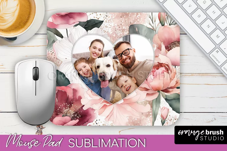 Photo Mouse Pad Sublimation, Floral Mouse Pad Picture Frame