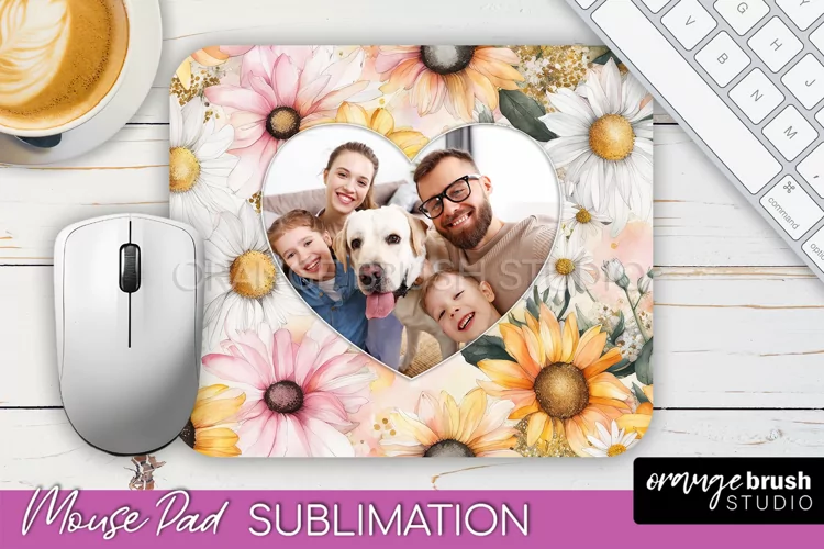 Photo Mouse Pad Sublimation, Floral Mouse Pad Picture Frame