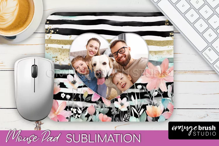 Photo Mouse Pad Sublimation, Floral Mouse Pad Picture Frame