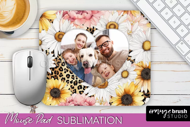 Photo Mouse Pad Sublimation, Floral Mouse Pad Picture Frame