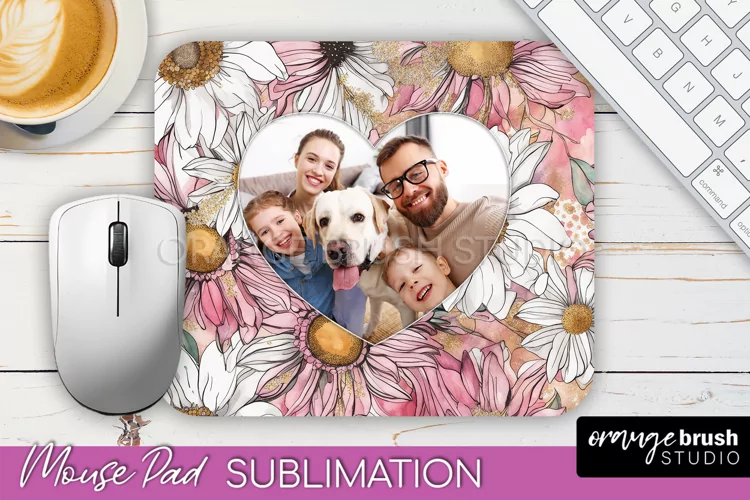 Photo Mouse Pad Sublimation, Floral Mouse Pad Picture Frame