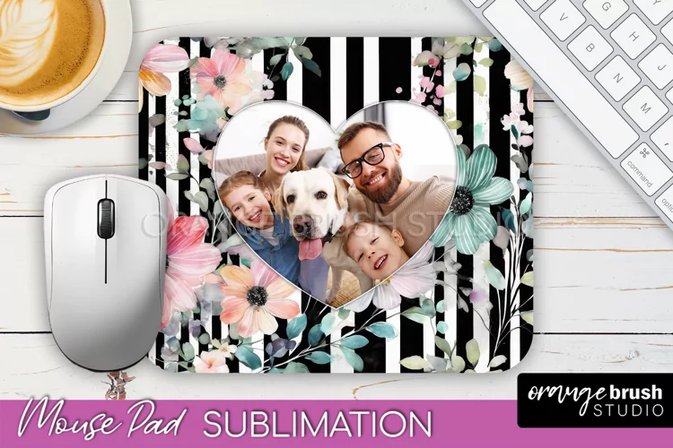 Photo Mouse Pad Sublimation, Floral Mouse Pad Picture Frame