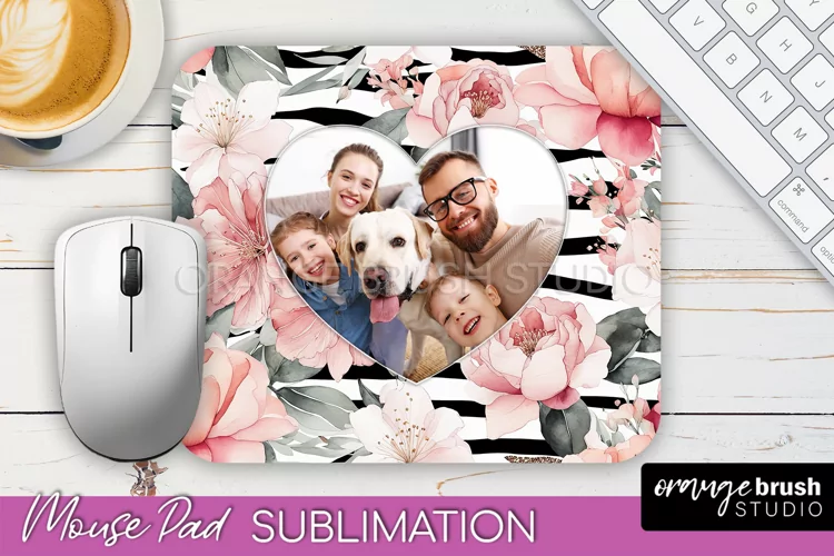 Photo Mouse Pad Sublimation, Floral Mouse Pad Picture Frame