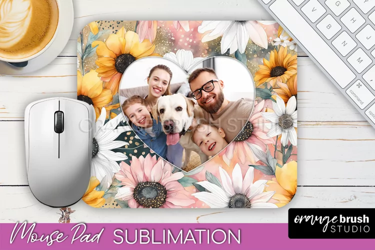 Photo Mouse Pad Sublimation, Floral Mouse Pad Picture Frame