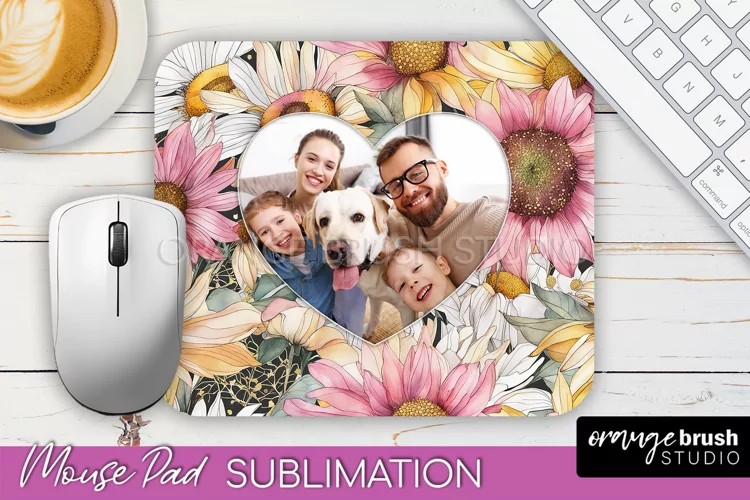 Photo Mouse Pad Sublimation, Floral Mouse Pad Picture Frame