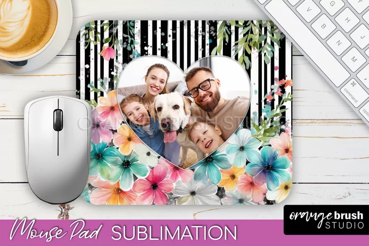 Photo Mouse Pad Sublimation, Floral Mouse Pad Picture Frame