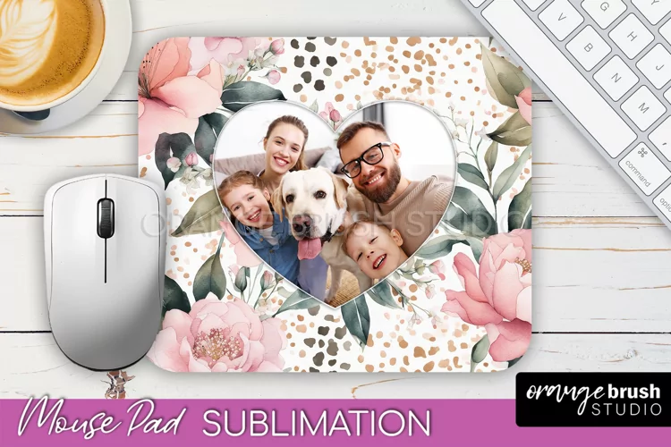 Photo Mouse Pad Sublimation, Floral Mouse Pad Picture Frame