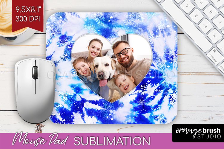 Winter Tie Dye Family Photo Frame Mouse Pad Sublimation example image 1