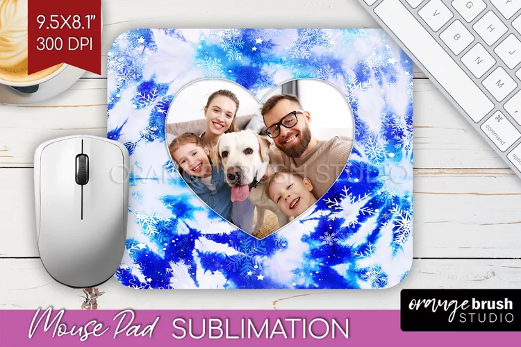 Winter Tie Dye Family Photo Frame Mouse Pad Sublimation