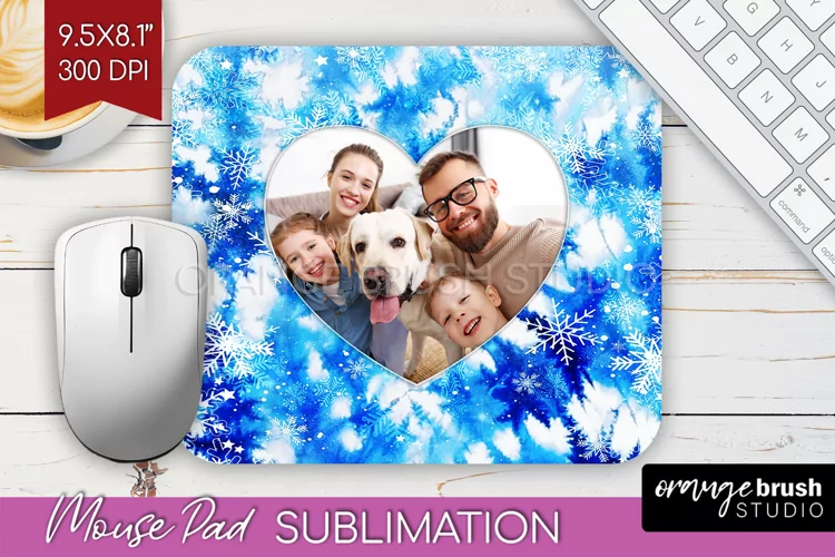 Winter Tie Dye Family Photo Frame Mouse Pad Sublimation