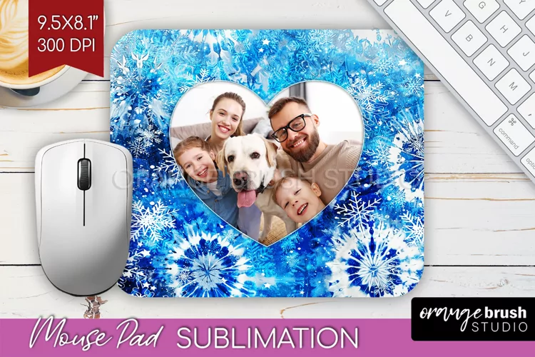 Winter Tie Dye Family Photo Frame Mouse Pad Sublimation