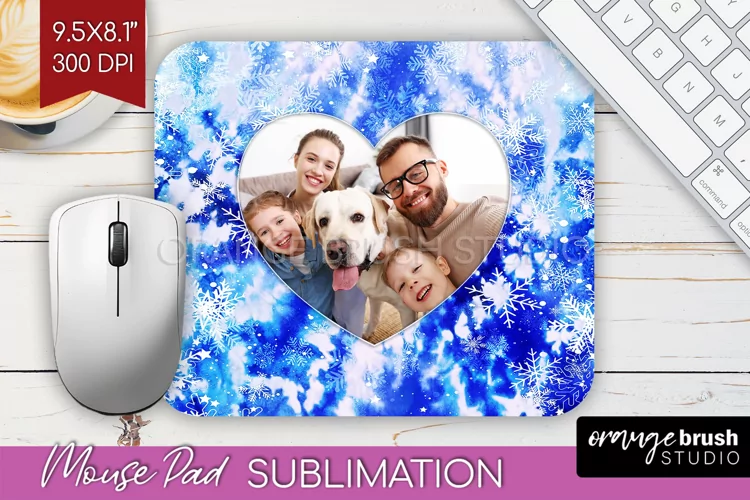 Winter Tie Dye Family Photo Frame Mouse Pad Sublimation