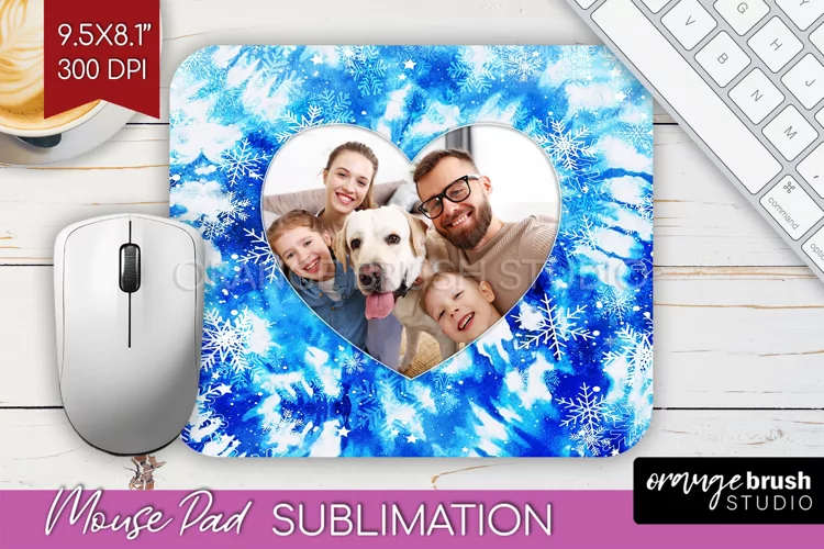 Winter Tie Dye Family Photo Frame Mouse Pad Sublimation