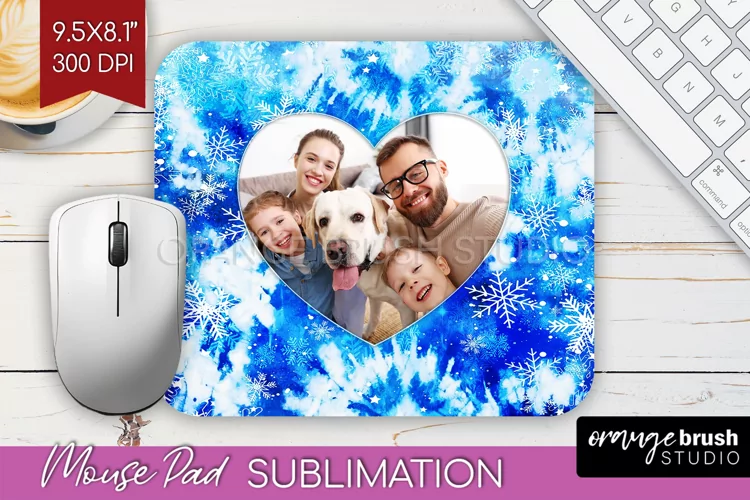 Winter Tie Dye Family Photo Frame Mouse Pad Sublimation