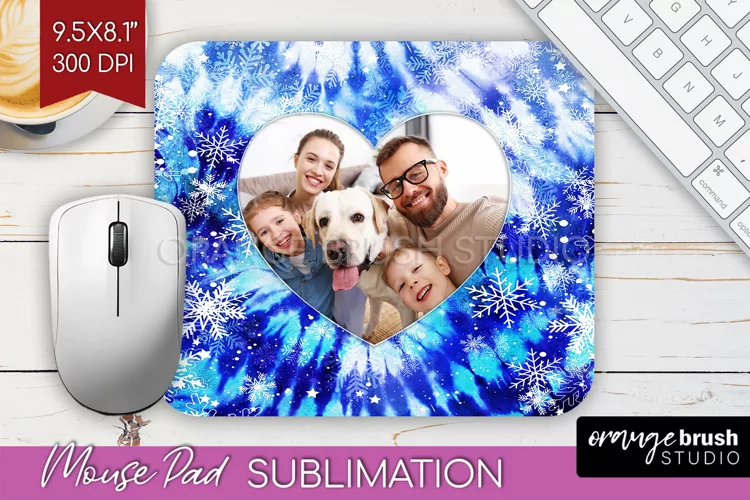 Winter Tie Dye Family Photo Frame Mouse Pad Sublimation