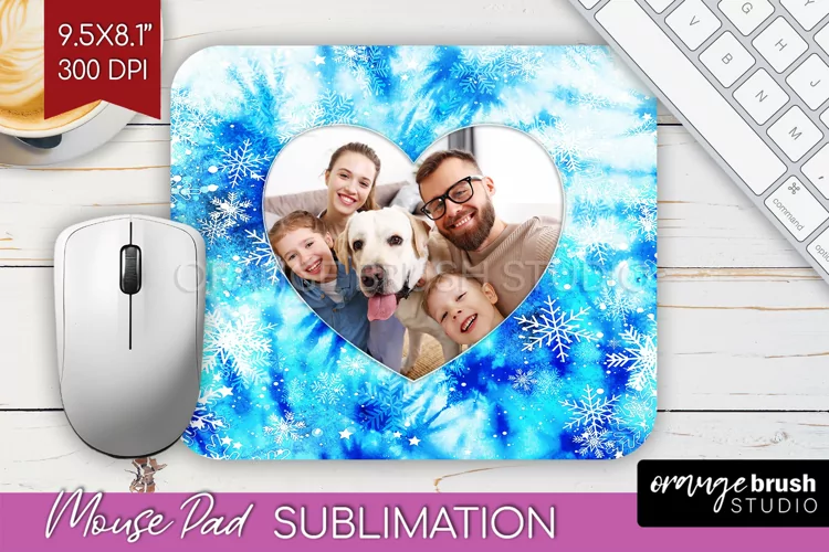 Winter Tie Dye Family Photo Frame Mouse Pad Sublimation