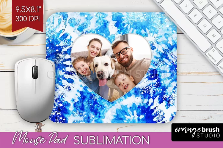 Winter Tie Dye Family Photo Frame Mouse Pad Sublimation