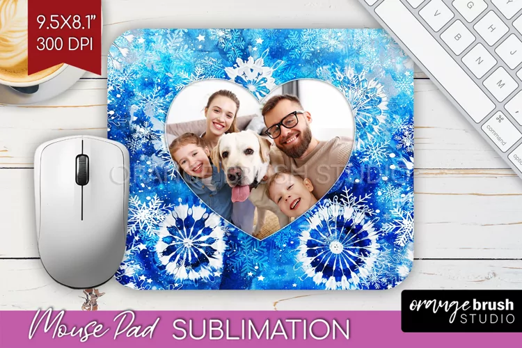 Winter Tie Dye Family Photo Frame Mouse Pad Sublimation