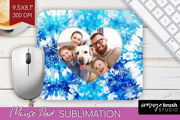 Winter Tie Dye Family Photo Frame Mouse Pad Sublimation