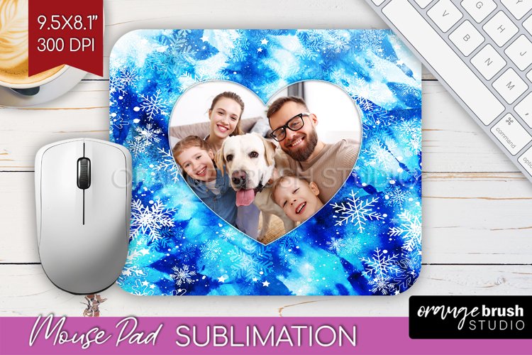 Winter Tie Dye Family Photo Frame Mouse Pad Sublimation example image 1