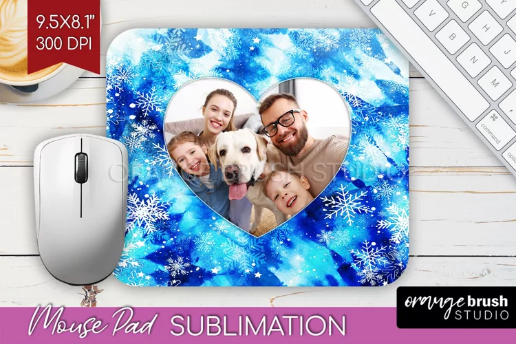 Winter Tie Dye Family Photo Frame Mouse Pad Sublimation