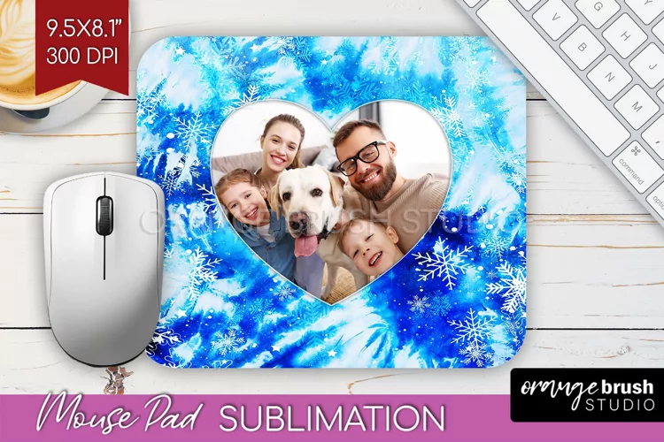 Winter Tie Dye Family Photo Frame Mouse Pad Sublimation