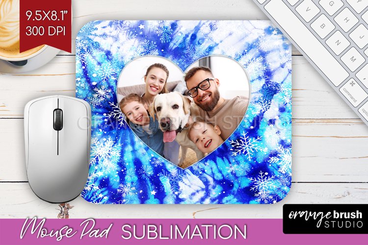 Winter Tie Dye Family Photo Frame Mouse Pad Sublimation example image 1