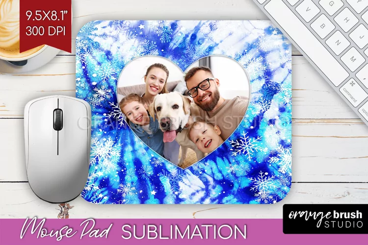 Winter Tie Dye Family Photo Frame Mouse Pad Sublimation