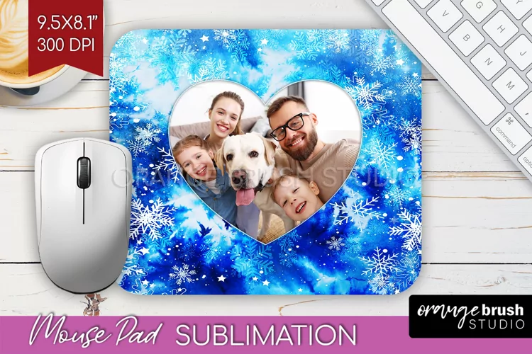 Winter Tie Dye Family Photo Frame Mouse Pad Sublimation