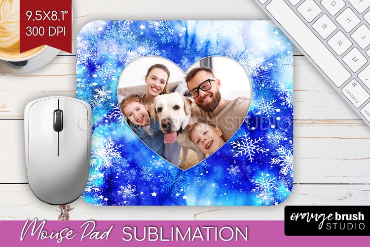 Winter Tie Dye Family Photo Frame Mouse Pad Sublimation example image 1
