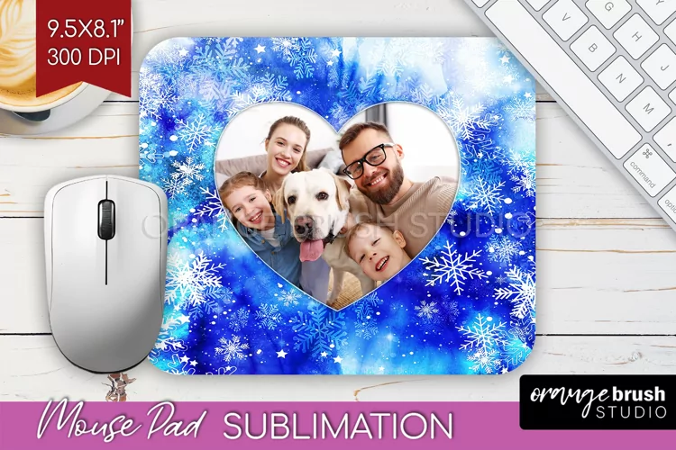 Winter Tie Dye Family Photo Frame Mouse Pad Sublimation