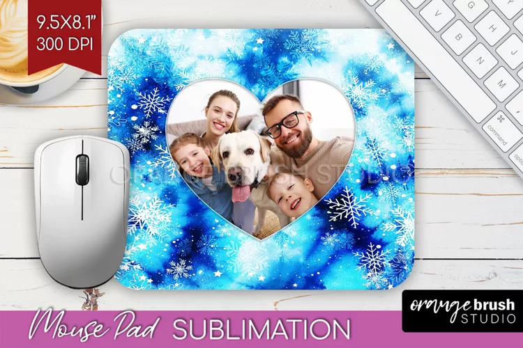 Winter Tie Dye Family Photo Frame Mouse Pad Sublimation