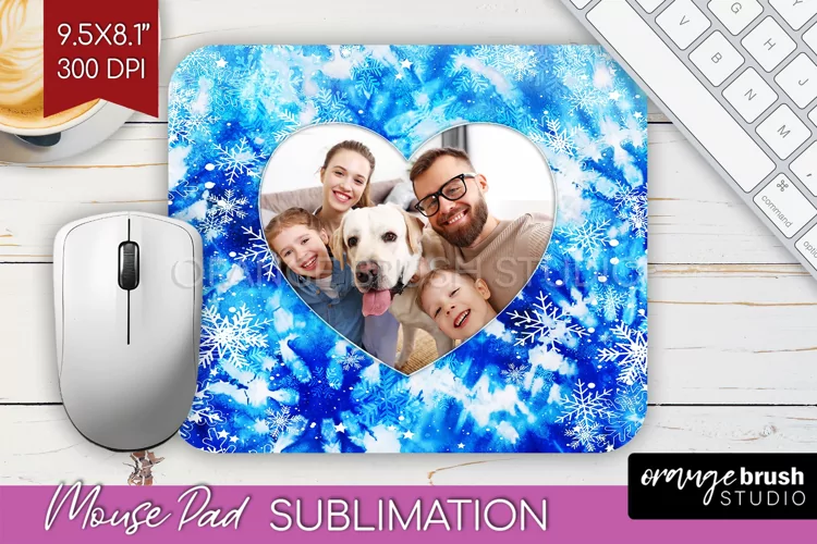 Winter Tie Dye Family Photo Frame Mouse Pad Sublimation