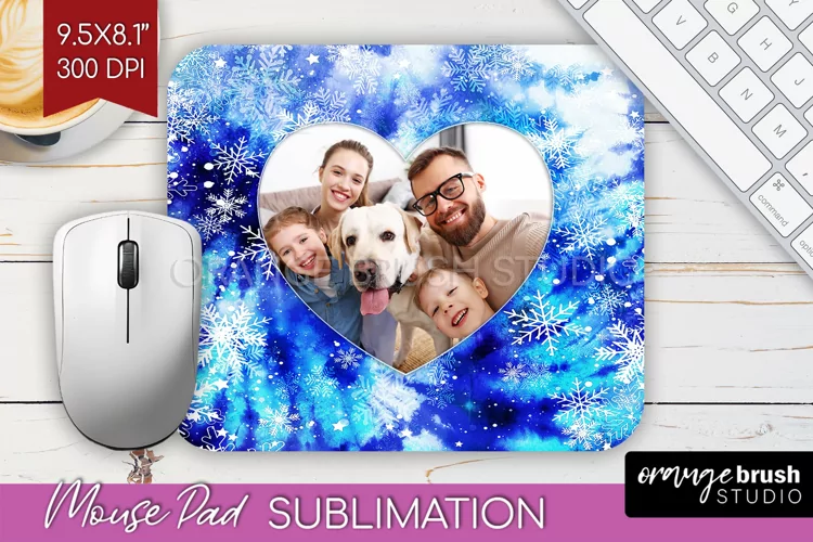 Winter Tie Dye Family Photo Frame Mouse Pad Sublimation