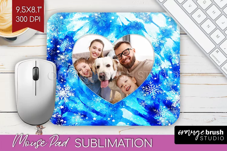 Winter Tie Dye Family Photo Frame Mouse Pad Sublimation