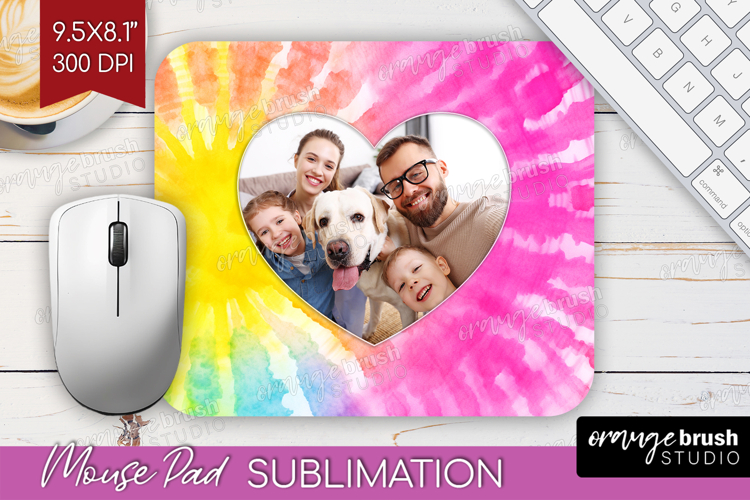 Tie Dye Photo Mouse Pad PNG - Rainbow Picture Frame Mouse
