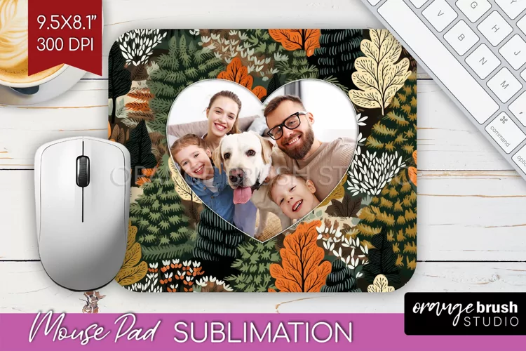 Autumn Photo Frame Mouse Pad Sublimation, Add Your Picture