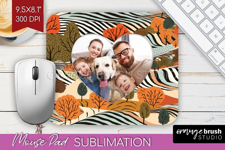 Autumn Photo Frame Mouse Pad Sublimation, Add Your Picture