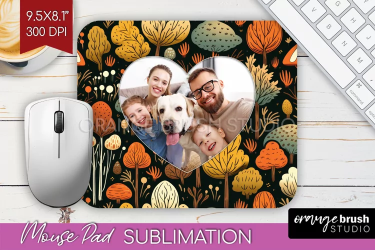 Autumn Photo Frame Mouse Pad Sublimation, Add Your Picture